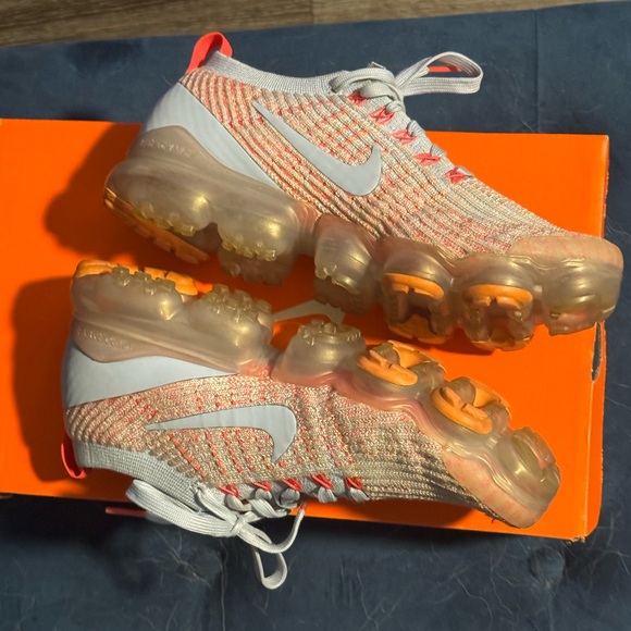 Nike Women's Air VaporMax Flyknit 3 Running Shoes Blue Orange AJ6910-400 - Picture 11 of 12